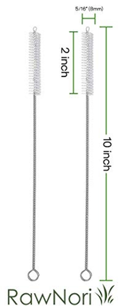 RawNori 2 İçme Saman Temizleme Fırçası UZUN - Paslanmaz Çelik İçecek Pipetleri için Kıl Temizleyici Cam Yıkama İçin Ağır Hizmet Fırçaları Silikon Metal Pipetler Çaydanlık Bacalı Mini Mikro Şişe