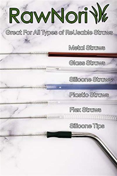RawNori 2 İçme Saman Temizleme Fırçası UZUN - Paslanmaz Çelik İçecek Pipetleri için Kıl Temizleyici Cam Yıkama İçin Ağır Hizmet Fırçaları Silikon Metal Pipetler Çaydanlık Bacalı Mini Mikro Şişe