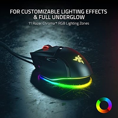Razer Basilisk V3 - Kablolu, özelleştirilebilir oyun faresi, Chroma RGB ile, PC/Mac için (10+1 programlanabilir tuş, eğilebilir HyperScroll fare tekerleği, ergonomik tasarım) Siyah