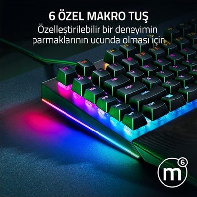 Razer BlackWidow V4 (Yeşil Anahtar) - Chroma RGB mekanik oyun klavyesi - Razer Snap Tap (tıklamalı mekanik anahtarlar, 6 özel makro tuşu, avu - Seçenekler: V4 - TR Layout, V3 Tenkeyless - TR Layout...