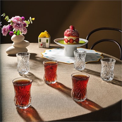 RCR Melodia Yüksek Kalite Cam 6lı Çay Bardağı 140 ml