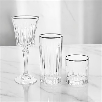RCR Timeless Yüksek Kalite Cam 6lı Platin Rimli Kadeh Seti 230 ml