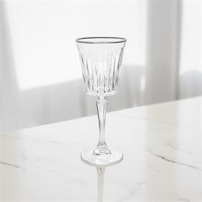 RCR Timeless Yüksek Kalite Cam 6lı Platin Rimli Kadeh Seti 300 ml