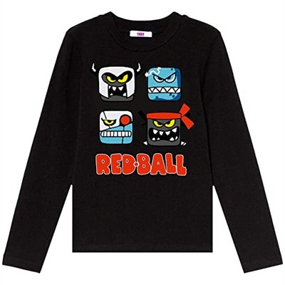 Red Ball Uzun Kol Çocuk Tişört Siyah Unisex Kesim