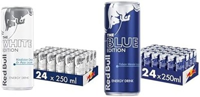 Red Bull Enerji İçeceği, Hindistan Cevizi ve Açai 250 ml (24lü Paket, 250 ml x 24 Adet) ve Red Bull Enerji İçeceği, Yaban Mersini, 250 ml (24lü Paket, 24 x 250 ml)