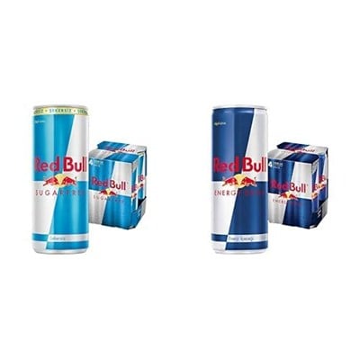 Red Bull Enerji İçeceği, Şekersiz, 250 ml (4lü Paket, 4x250 ml) ve Red Bull Enerji İçeceği, 250 ml (4lü Paket, 4x250 ml) Orijinal