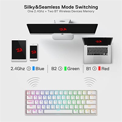 Redragon K530 Draconic%60 Kompakt RGB Kablosuz, 5.0 Bluetooth Oyun Klavyesi Kahverengi Anahtarlı ve 16,8 Milyon RGB Aydınlatma - Seçenekler: SMALL, Kahverengi Anahtar