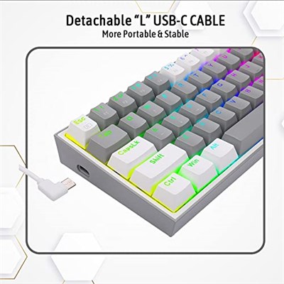 Redragon K617-RGB 16,8 Milyon RGB Aydınlatma, Red Switch Fizz%60 Q Türkçe Kablolu Mekanik Oyuncu Klavyesi Gri Beyaz