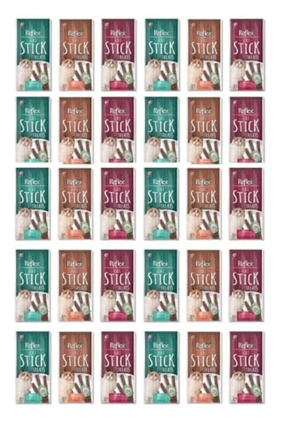 Reflex Kedi Ödülü, 3 Çeşit Karma Stick Treats, 30lu Set