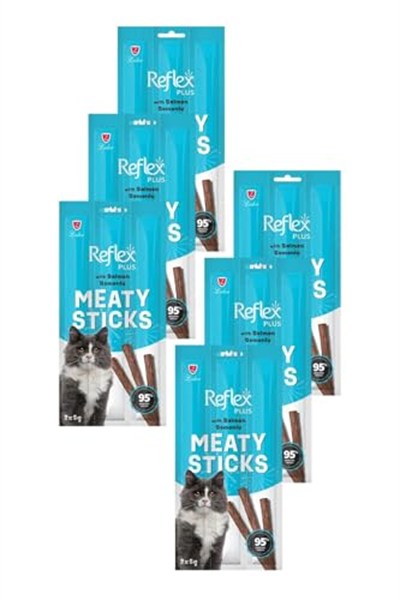 Reflex Plus Meaty Sticks Somonlu Kedi Ödül Çubuğu, 3x5gr, Altılı Paket