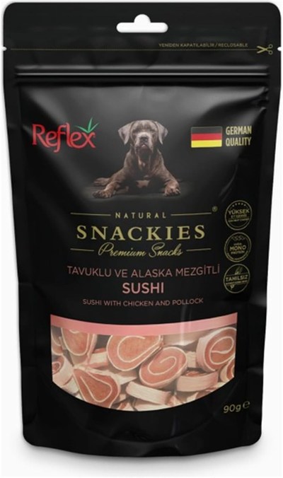 Reflex Snackies Tavuklu Alaska Mezgitli Kurutulmuş Et Köpek Ödülü 90gr