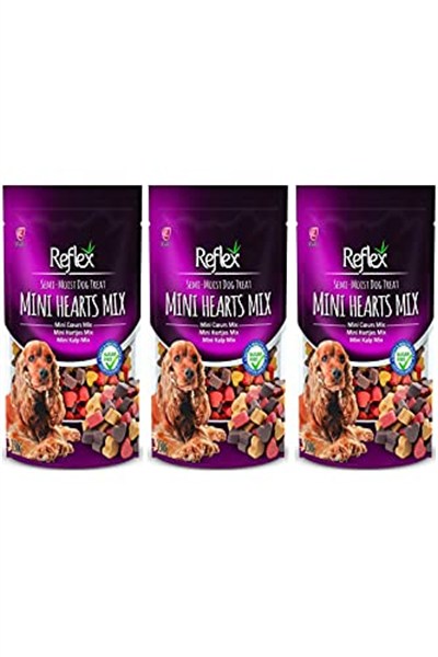 Reflex Yarı Yumuşak Mini Kalp Mix Köpek Ödül Maması 150 Gr 3LÜ SET