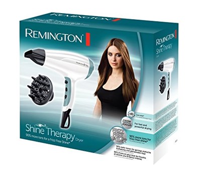 Remington Saç kurutma makinesi iyonları [hafif ve sessiz] Shine Therapy (2300 Watt, hafif ve düşük ses seviyesi, 3 ısıtma ve 2 üfleme kademesi, soğutma kademesi, şekillendirme başlığı ve difüzör),