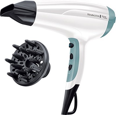 Remington Saç kurutma makinesi iyonları [hafif ve sessiz] Shine Therapy (2300 Watt, hafif ve düşük ses seviyesi, 3 ısıtma ve 2 üfleme kademesi, soğutma kademesi, şekillendirme başlığı ve difüzör),