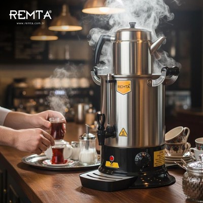 Remta PT11 Platin Model Tek Demlikli Çay Makinesi, 9 L, Demlik Dahil, Isıtıcıyı Koruyan Emniyet Sistemi, Paslanmaz Çelik Tüp Rezistans, Otomatik Isı Kontrol Sistemi