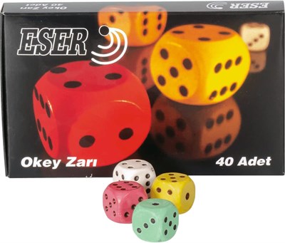 Renkli Okey Zarı 40’lı Büyük Boy
