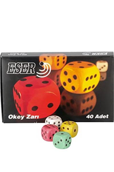 Renkli Okey Zarı 40’lı Büyük Boy