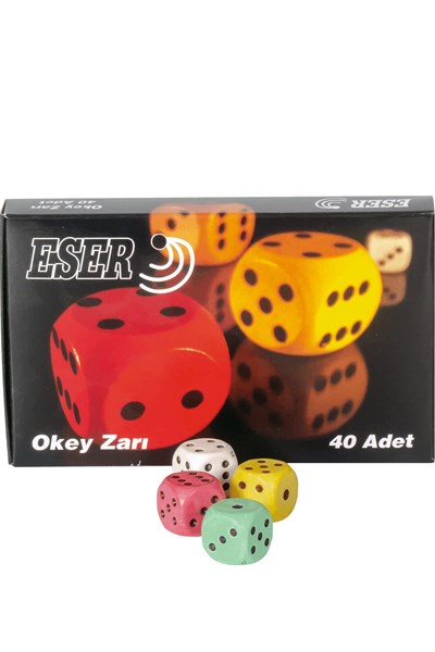 Renkli Okey Zarı 40’lı Büyük Boy