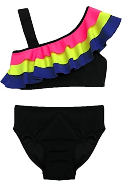 Renkli volanlı kız çocuk bikini takım DB200617BT