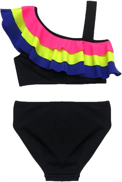Renkli volanlı kız çocuk bikini takım DB200617BT