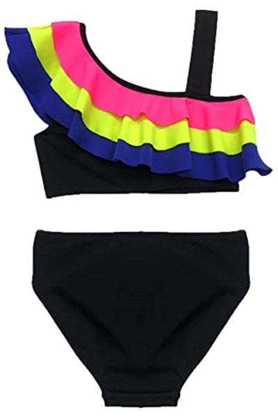 Renkli volanlı kız çocuk bikini takım DB200617BT