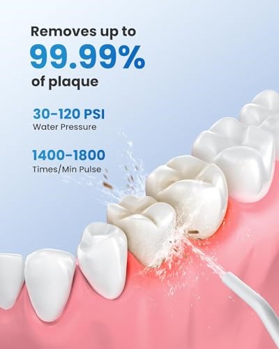RENPHO Akülü Diş Duşu, 300ML Taşınabilir Suya Dayanıklı USB Şarj Edilebilir Dental Oral Irrigator, DIY ile 4 Mod, 5 Jet Uç, Su Diş Seçtikleri Ev Seyahati için Diş Temizleyici