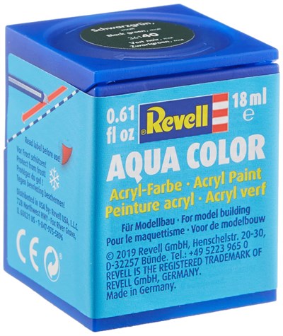 Revell - Su Bazlı Maket Boyası Siyah Yeşil Mat 18 Ml (36140)