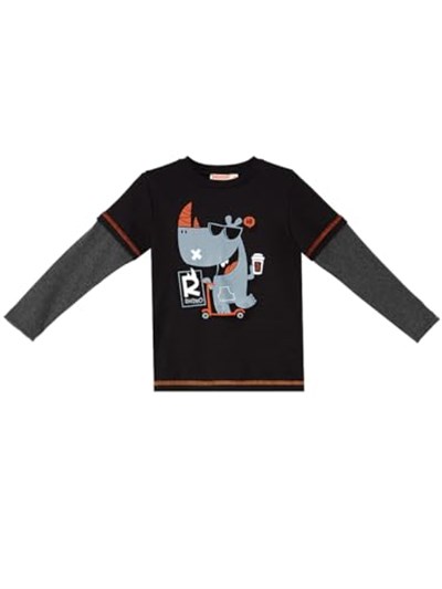 Rhino Erkek Çocuk Siyah T-shirt Eşofman Altı Takım