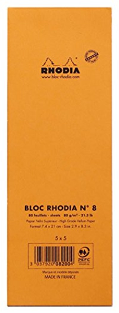 Rhodia Kareli Bloknot, Turuncu, 74x210 mm