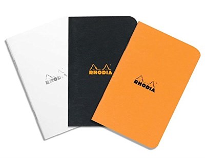 Rhodia Kareli Zımbalı Defter, Siyah, 75x120 mm - Seçenekler: 75x120 mm, 148x210 mm, 210x297 mm