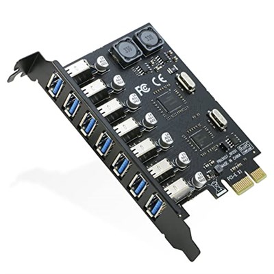 RIITOP USB 3.0 PCI-e Genişletme Kartı 7 Bağlantı Noktası, PCI-e x1 - USB 3.0 HUB Adaptörü 5Gbps (Güç Gerekmez)