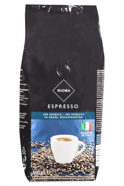 Rioba Kafeinsiz%60 Arabica ve%40 Robusta Çekirdek Kahve 500gr
