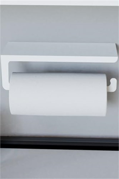 Risingmaber Dekoratif Beyaz Metal Baharatlık Raflı Havluluk&Havlu Tutucu&Kağıt Havluluk MT45B