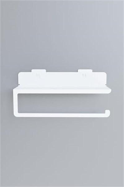 Risingmaber Ultra Güçlü Yapışkanlı Beyaz Metal Baharatlık Raflı Havluluk, Kağıt Havlu Tutucu MT94B