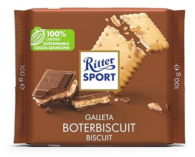 Ritter Sport Sütlü Çikolata Kaplı Ve Süt&Kakao Kremalı Tereyağlı Bisküvi 100 Gram