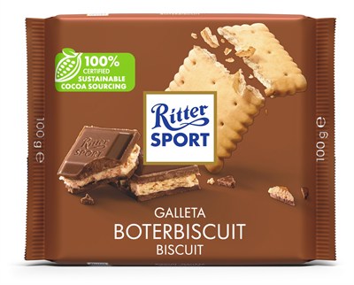 Ritter Sport Sütlü Çikolata Kaplı Ve Süt&Kakao Kremalı Tereyağlı Bisküvi 100 Gram