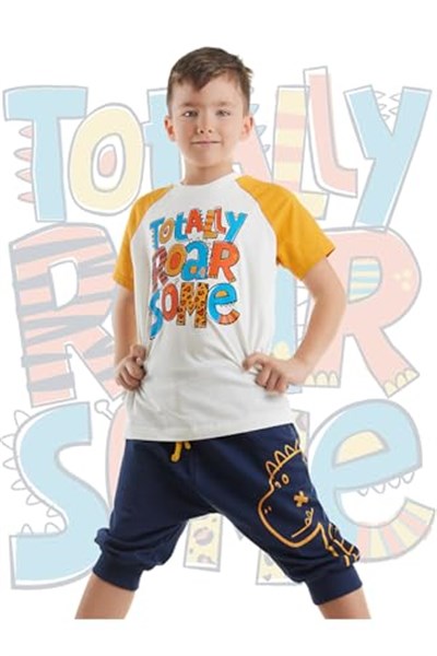 Roarsome Erkek Çocuk T-shirt Kapri Şort Takım