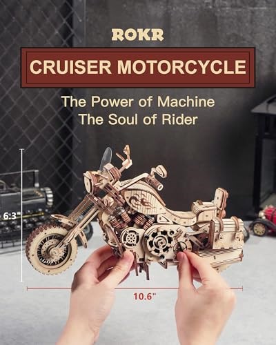 ROKR 3D Ahşap Motosiklet Yapboz-1: 8 Ölçekli Ahşap Model Motosiklet Kitleri Yetişkinler İçin İnşa Edilecek