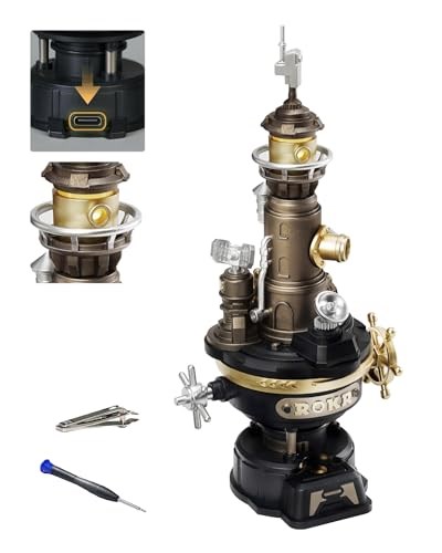 ROKR 3D Yapboz Plastik Metal Modeller Yapı Setleri Yetişkinler, DIY El İşi Hediyeleri Endüstri Şehri (Navi Deniz Feneri) CGM01 - Seçenekler: Retro, Yağ Pompası Jack