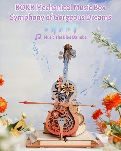 ROKR Yetişkinler için 3D Yapboz Ahşap Model Kitleri, Ahşap modeller Sihirli Çello Müzik Kutusu Mekanik Model 3D Ahşap Yapboz Gençler ve Yetişkinler için Doğum Günü Hediyeleri (Muhteşem Düşler
