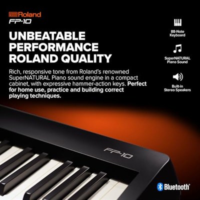 Roland FP-10 Dijital Piyano, ev kullanımı ve uygulama, Black için Taşınabilir 88 Tuşlu Sayısal Piyano, İdeal
