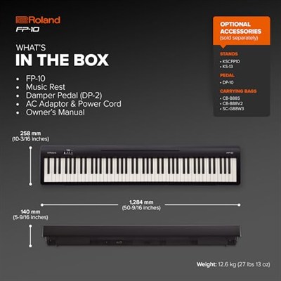 Roland FP-10 Dijital Piyano, ev kullanımı ve uygulama, Black için Taşınabilir 88 Tuşlu Sayısal Piyano, İdeal