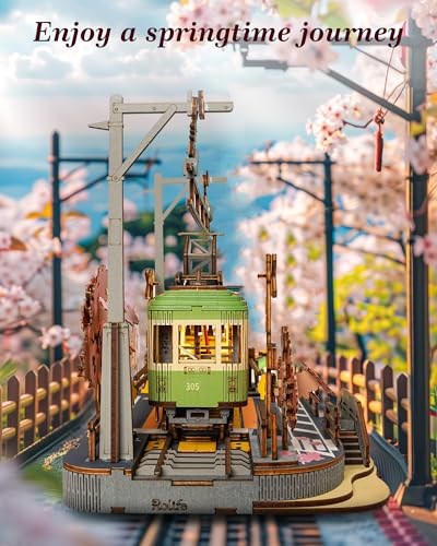 Rolife 3D Yapboz Sakura Seyahat Yetişkinler için Ahşap Yapboz Sakura Densya LED Animasyon Sahnesi Ev Dekorasyonu Kadın/Erkek için Doğum Günü Hediyeleri