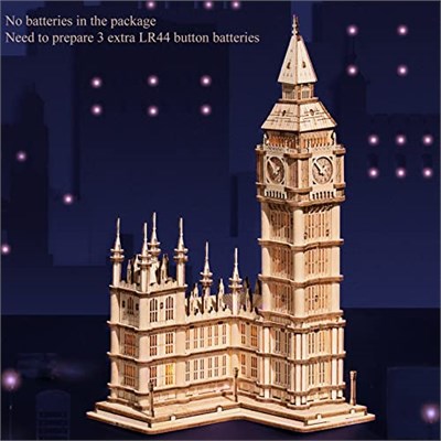 Rolife Ahşap Yapboz Yetişkin 3D Model Yapımı Ahşap Yapı Kiti Yetişkin Gençler için 220 Parça, Big Ben