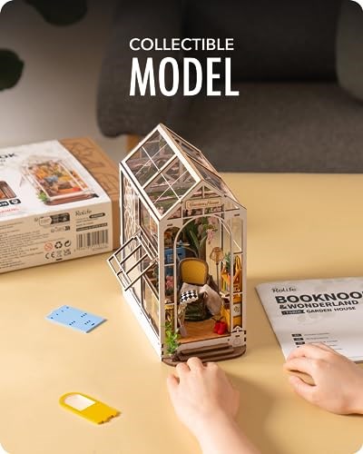 Rolife Kendin Yap Kitap Nook Kiti Bahçe Evi, Kendin Yap Minyatür Kitapçı Kiti 3D Yaratıcı Dekoratif Kitap Desteği Kitaplık Ekleme Yetişkinler için 3D Yapboz, Cadılar Bayramı/Noel Dekorasyonları