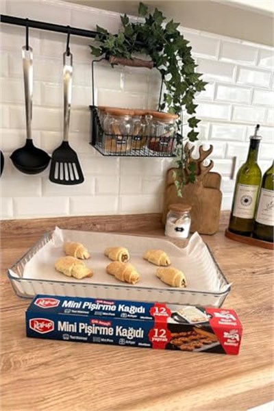 Roll Up Kesilmiş Mini Pişirme Kağıdı Airfryer - Tost Makinesi - Mini Fırın uyumlu 12 Yaprak x 6 Kutu