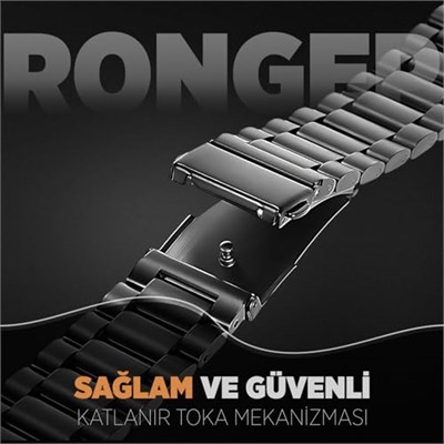 Rongep Huawei ile Uyumlu [Kısaltma Aparatlı] 22mm Çelik Kordon GT6/GT6 Pro/GT5/GT5 Pro/GT4/GT3/GT3 Pro/GT2/GT2 Pro 46mm için Baklalı Model GT6 Pro Kordonu Pasla - Seçenekler: Siyah, Gümüş, Siyah-Gümüş