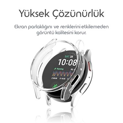 Rongep Samsung Galaxy Watch 7 44mm için 360° Kasa Koruyucu Yumuşak TPU Kılıf Dokunmatiği ve Netliği Etkilemeyen Galaxy Watch 7 Ekran Koruyucu Kılıf Darbelere Karşı Galaxy Watch 7 44mm Koruma (Şeffaf)