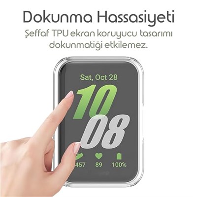 Rongep [Soft-Case] Samsung Galaxy Fit 3 için 360° Kasa Koruyucu Yumuşak TPU Kılıf Dokunma ve Netliği Etkilemeyen Galaxy Fit3 Koruyucu Darbelere Karşı Samsung Fit 3 Ekran Koruyuculu Kılıf (Şeffaf)