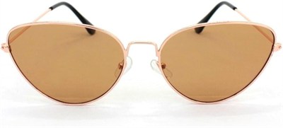 Rose Metal Çerçeveli Cat Eye Bayan Güneş Gözlüğü Açık Kahverengi